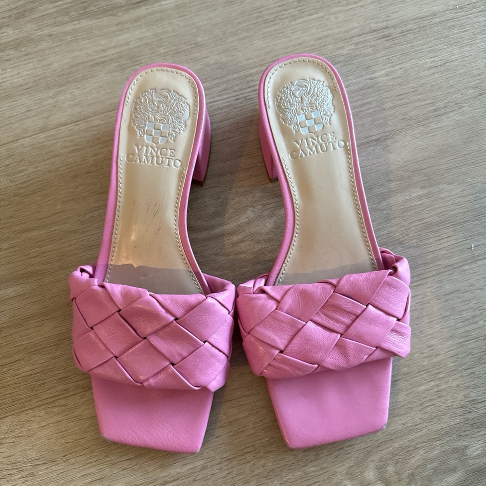 Vince Camuto Pink Heeled Sandals with Quilted Design